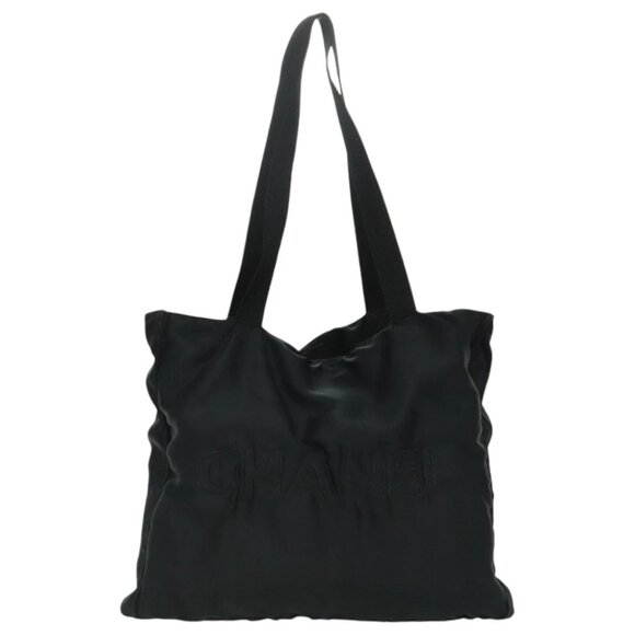 CHANEL COCO Mark Tote Bag Silk Black Gold CC - Picture 1 of 15